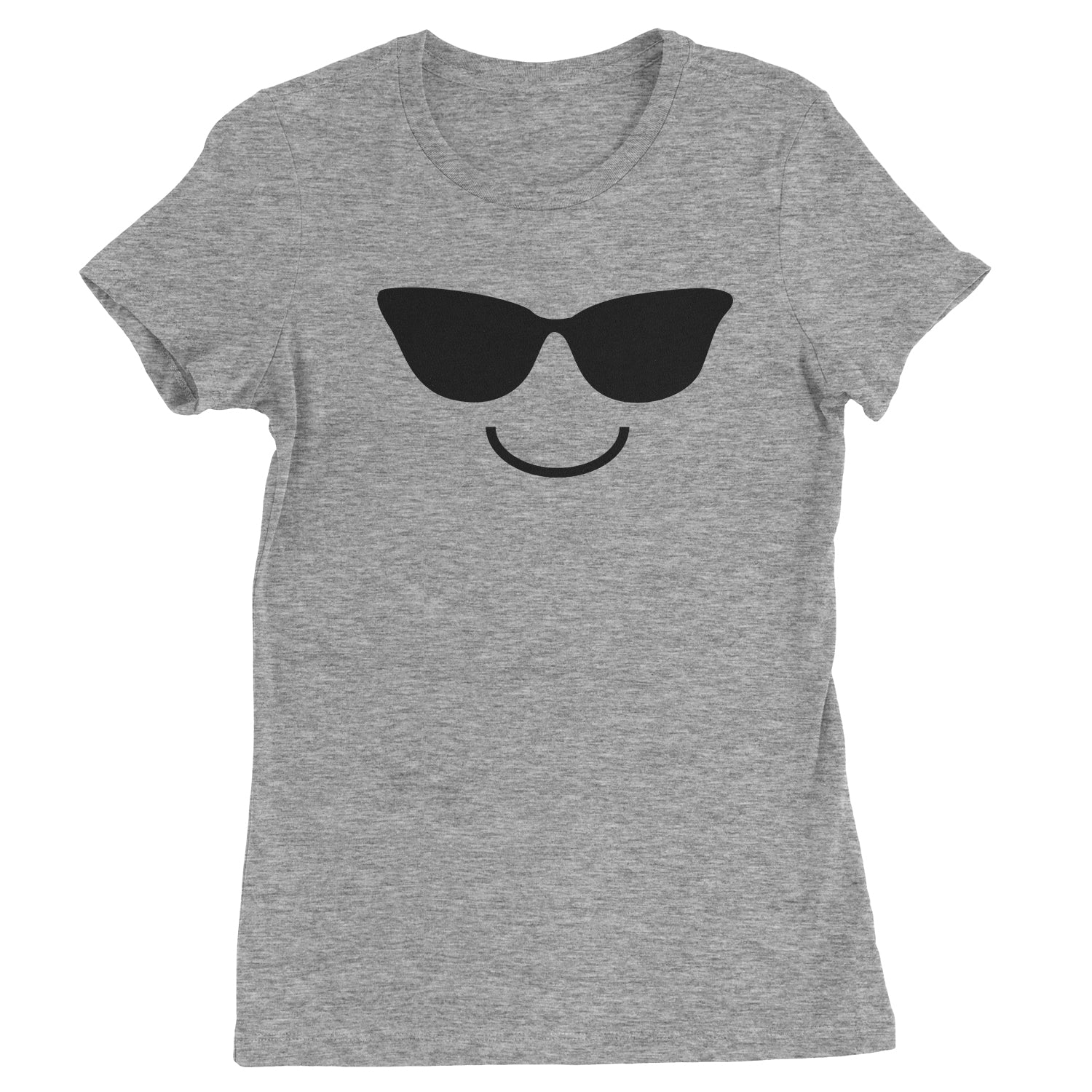 Emoticon Sunglasses Smile Face Womens T-shirt cosplay, costume, dress, emoji, emote, face, halloween, smiley, up, yellow by Expression Tees