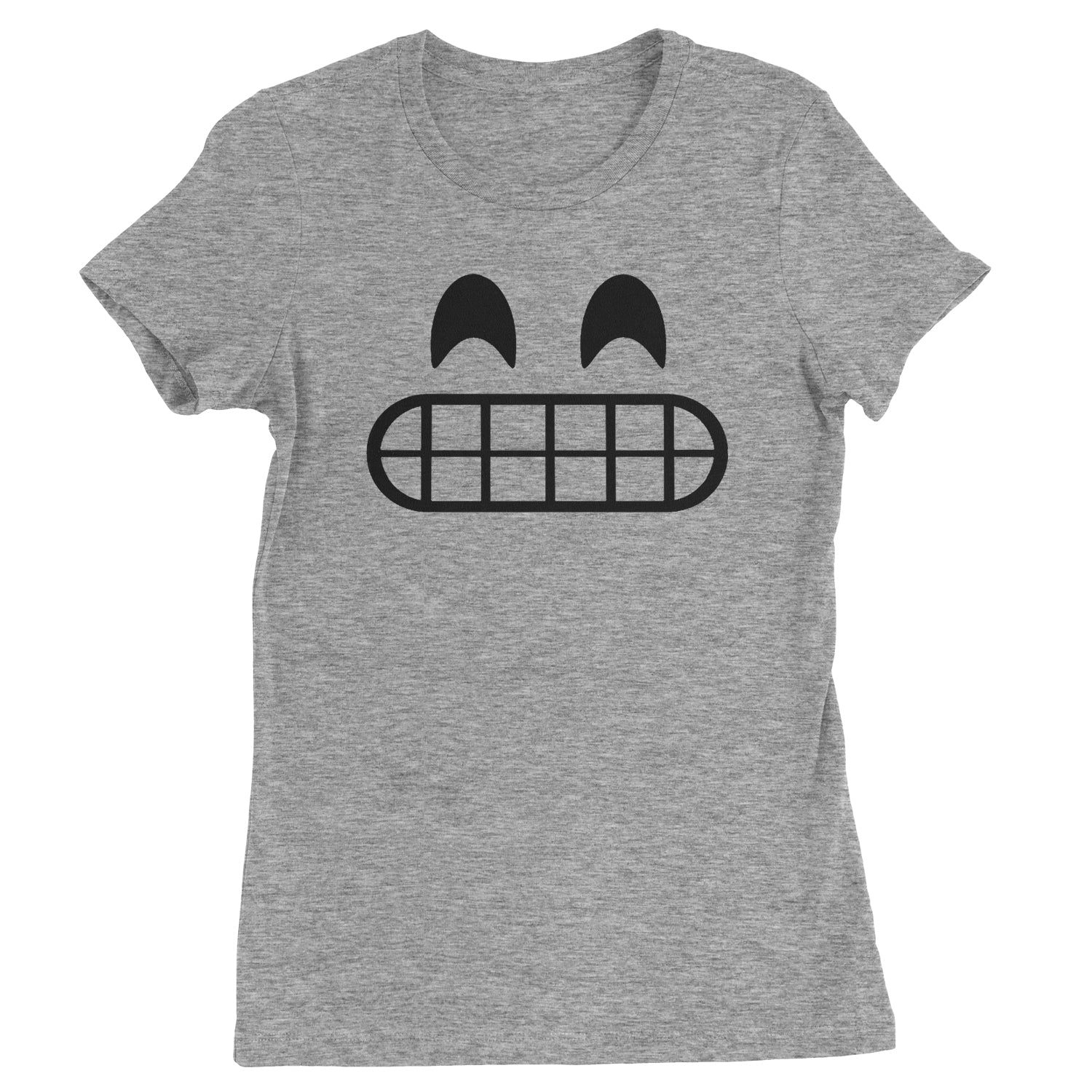 Emoticon Grinning Smile Face Womens T-shirt cosplay, costume, dress, emoji, emote, face, halloween, smiley, up, yellow by Expression Tees