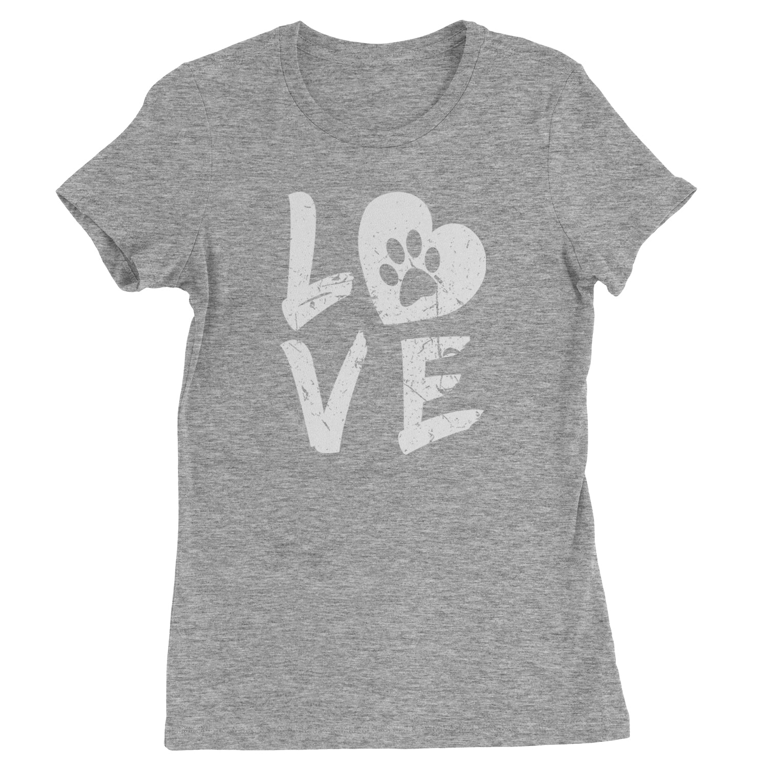 I Love My Dog Paw Print Womens T-shirt dog, doggie, heart, love, lover, paw, print, puppy by Expression Tees