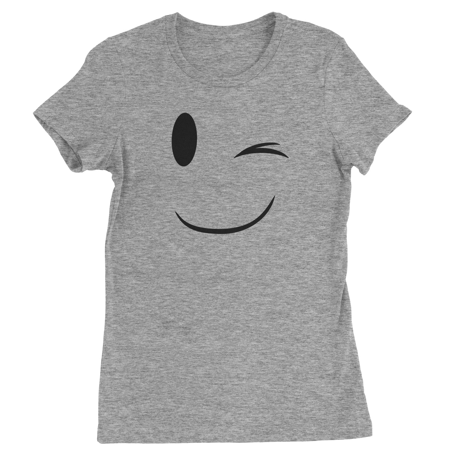 Emoticon Winking Smile Face Womens T-shirt cosplay, costume, dress, emoji, emote, face, halloween, smiley, up, yellow by Expression Tees