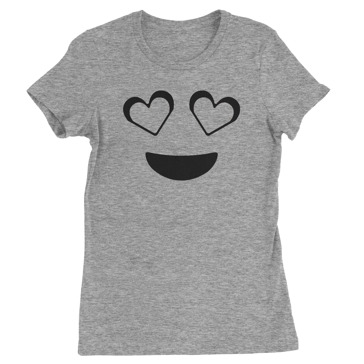 Emoticon Heart Eyes Smile Face Womens T-shirt cosplay, costume, dress, emoji, emote, face, halloween, Smile, up, yellow by Expression Tees