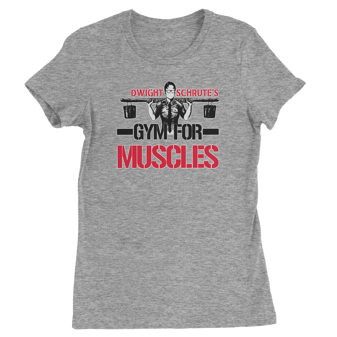 Women's Heavyweight Cotton T-Shirt with strongman-style graphic and the phrase "Gym for Muscles"