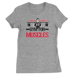 Women's Heavyweight Cotton T-Shirt with strongman-style graphic and the phrase "Gym for Muscles"