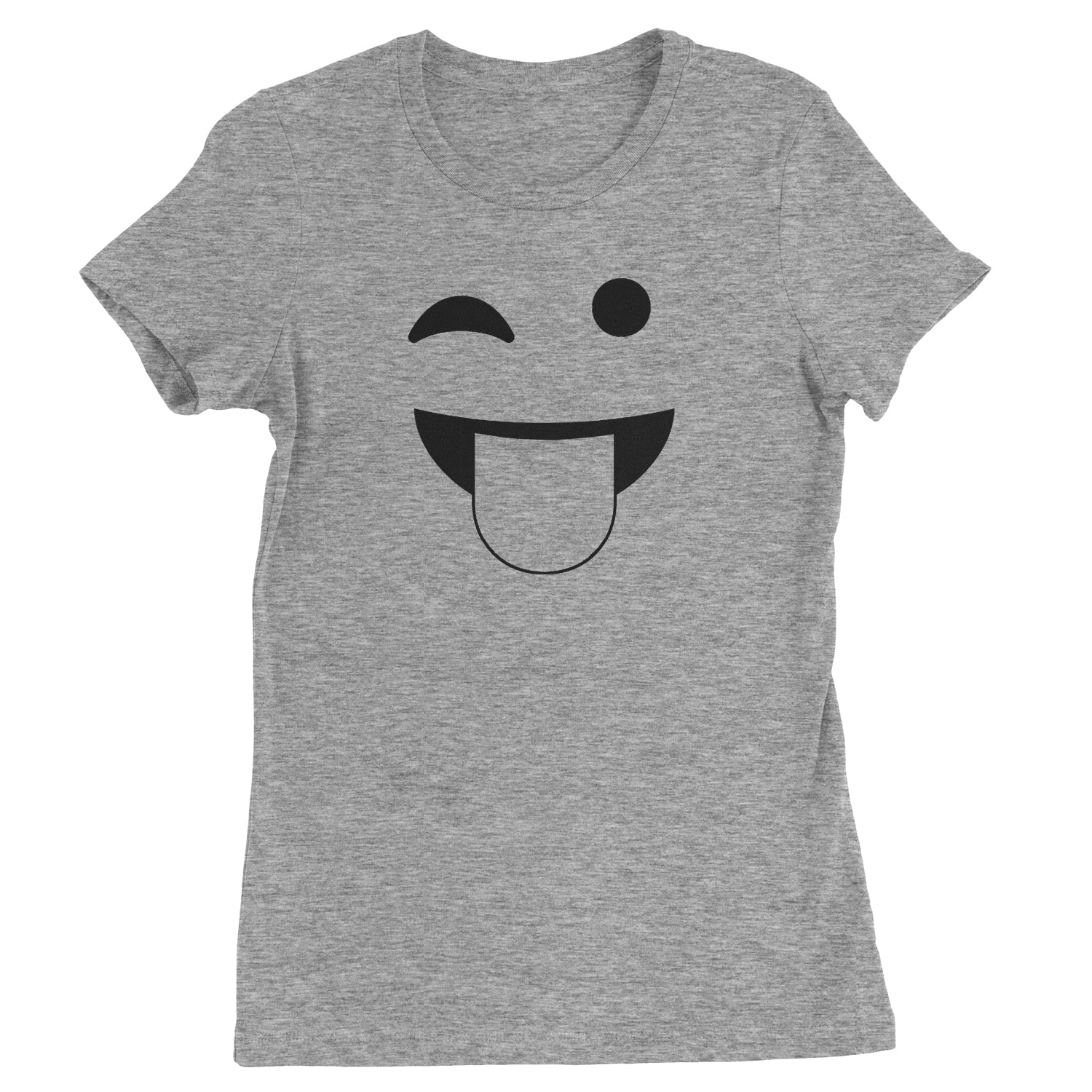 Emoticon Tongue Hanging Out Smile Face Womens T-shirt cosplay, costume, dress, emoji, emote, face, halloween, smiley, up, yellow by Expression Tees