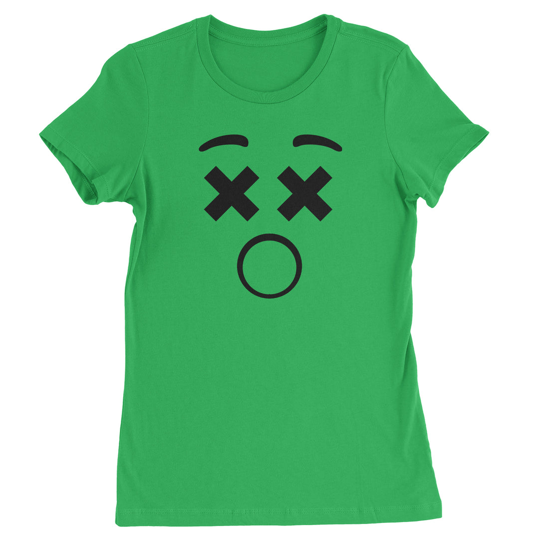 Emoticon XX Eyes Smile Face graphic on Women's Heavyweight Cotton T-Shirt in Yellow alternate view 2