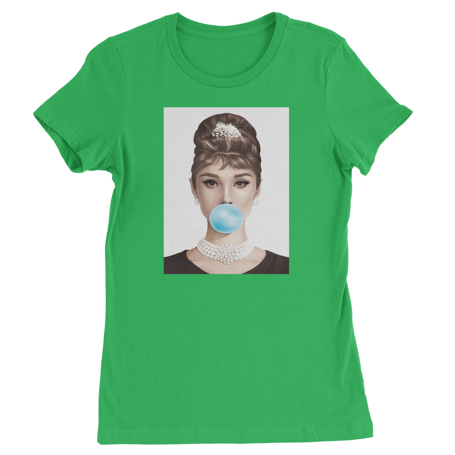 Audrey Hepburn Chewing Bubble Gum American Icon Womens T-shirt