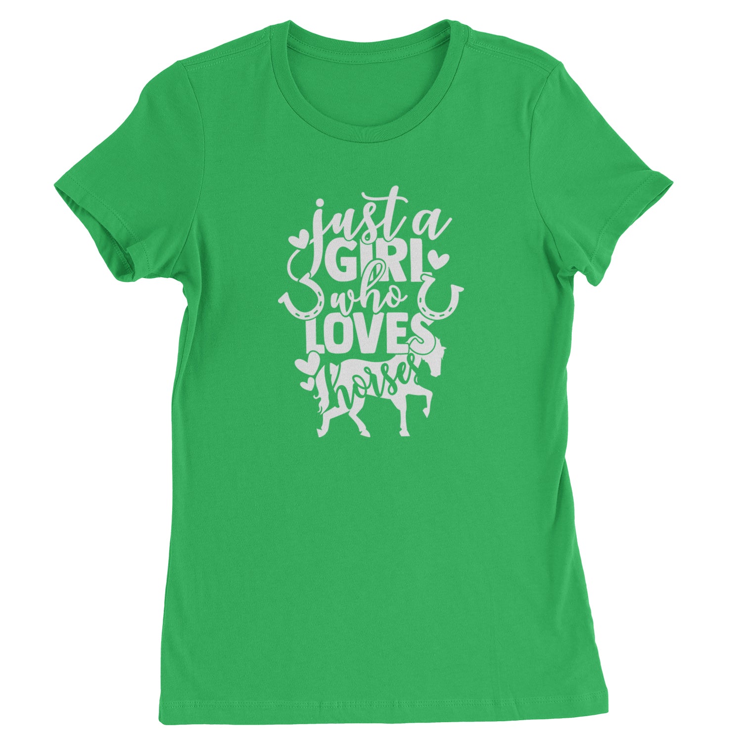 Just A Girl Who Loves Horses Womens T-shirt equestrian, equine, horse, horses, horseshoe, ponies, pony, shoe by Expression Tees