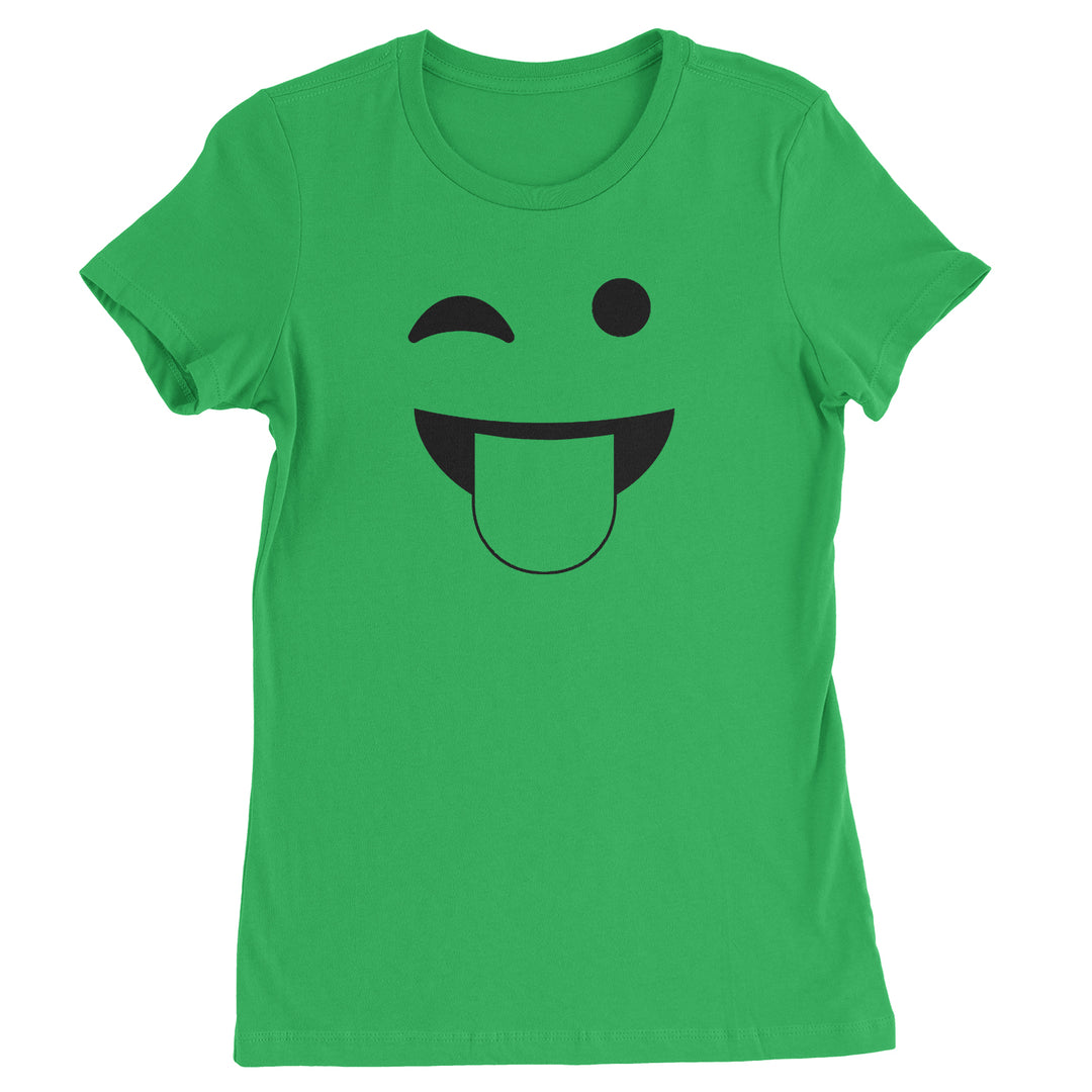 Emoticon Tongue Hanging Out Smile Face graphic on Women's Heavyweight Cotton T-Shirt in Yellow alternate view 2