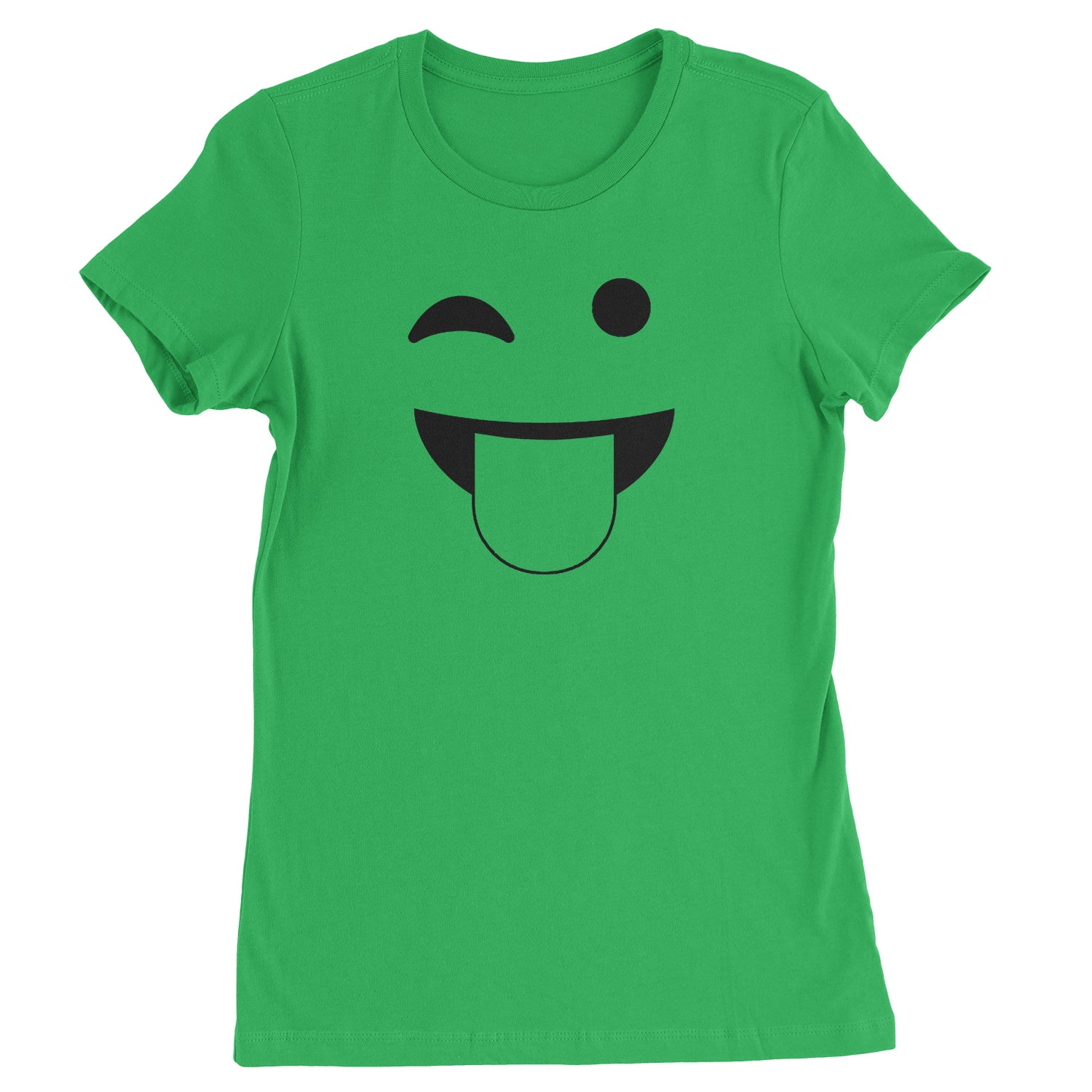 Emoticon Tongue Hanging Out Smile Face Womens T-shirt cosplay, costume, dress, emoji, emote, face, halloween, smiley, up, yellow by Expression Tees