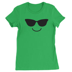 Emoticon Sunglasses Smile Face Womens T-shirt cosplay, costume, dress, emoji, emote, face, halloween, smiley, up, yellow by Expression Tees
