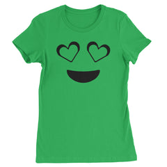 Emoticon Heart Eyes Smile Face Womens T-shirt cosplay, costume, dress, emoji, emote, face, halloween, Smile, up, yellow by Expression Tees