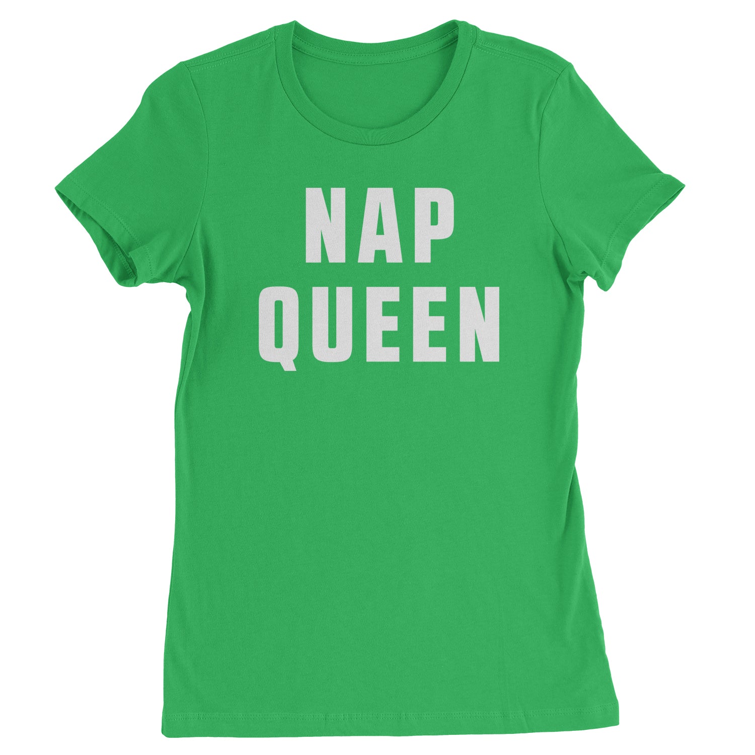 Nap Queen (White Print) Comfy Top For Lazy Days Womens T-shirt all, day, function, lazy, nap, pajamas, queen, siesta, sleep, tired, to, too by Expression Tees