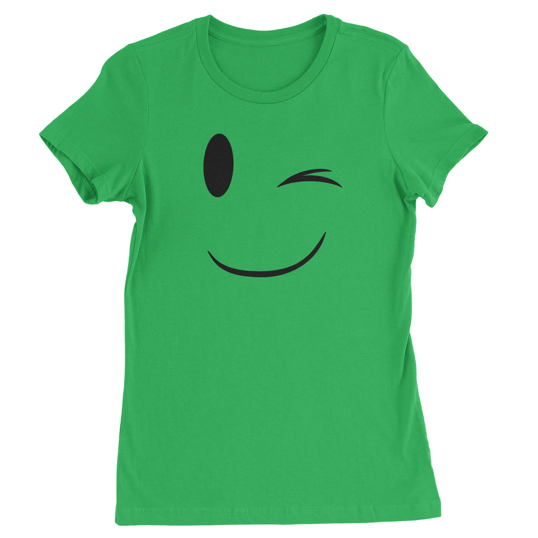 Emoticon Winking Smile Face graphic on Women's Heavyweight Cotton T-Shirt in Yellow alternate view 2