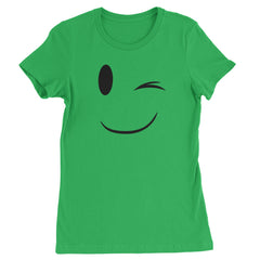 Emoticon Winking Smile Face graphic on Women's Heavyweight Cotton T-Shirt in Yellow alternate view 2