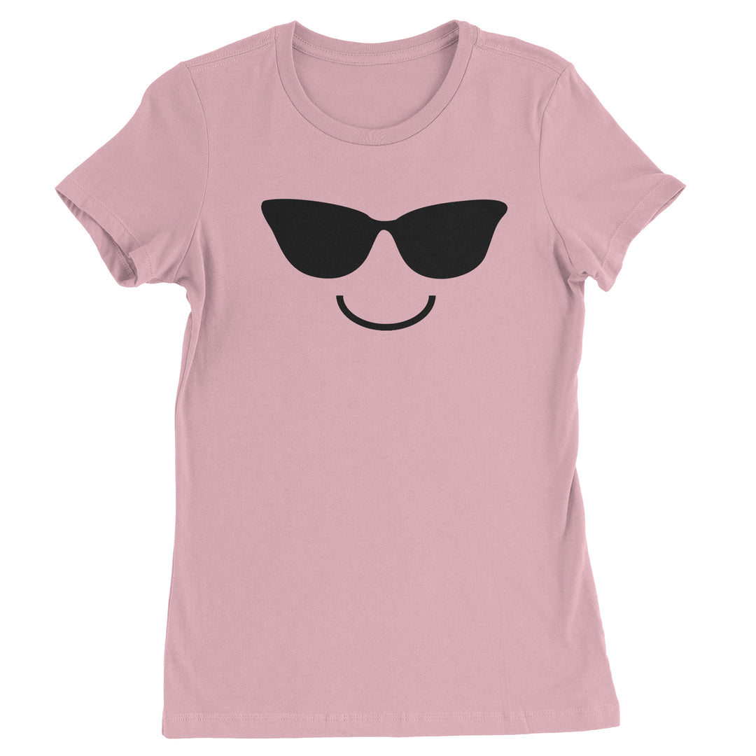 Emoticon Sunglasses Smile Face Womens T-shirt cosplay, costume, dress, emoji, emote, face, halloween, smiley, up, yellow by Expression Tees