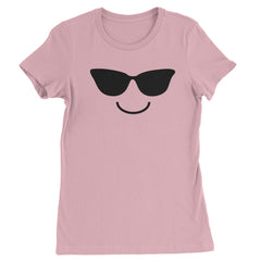 Emoticon Sunglasses Smile Face Womens T-shirt cosplay, costume, dress, emoji, emote, face, halloween, smiley, up, yellow by Expression Tees