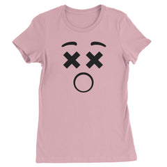 Emoticon XX Eyes Smile Face graphic on Women's Heavyweight Cotton T-Shirt in Yellow alternate view 3