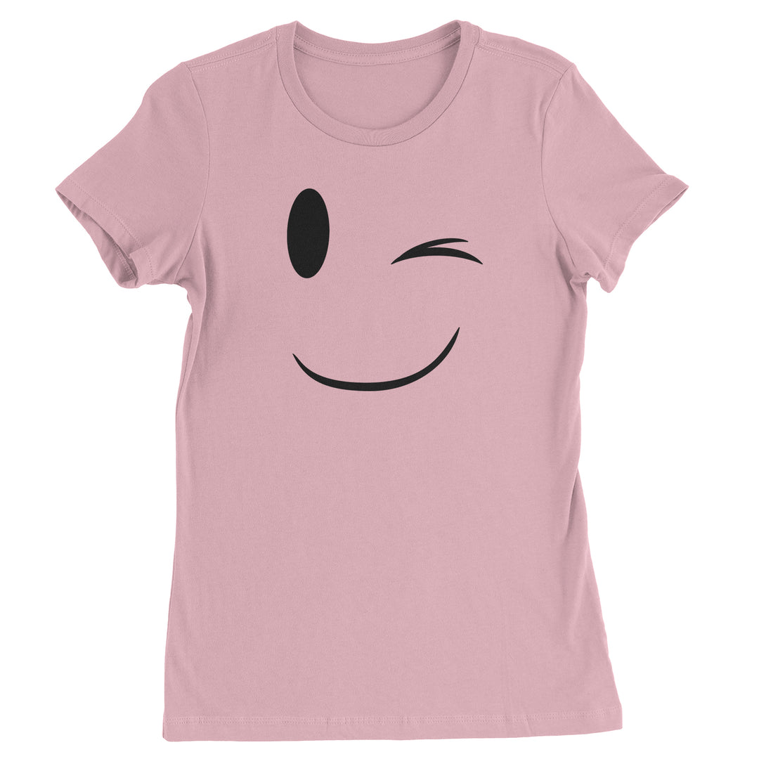 Emoticon Winking Smile Face graphic on Women's Heavyweight Cotton T-Shirt in Yellow alternate view 3