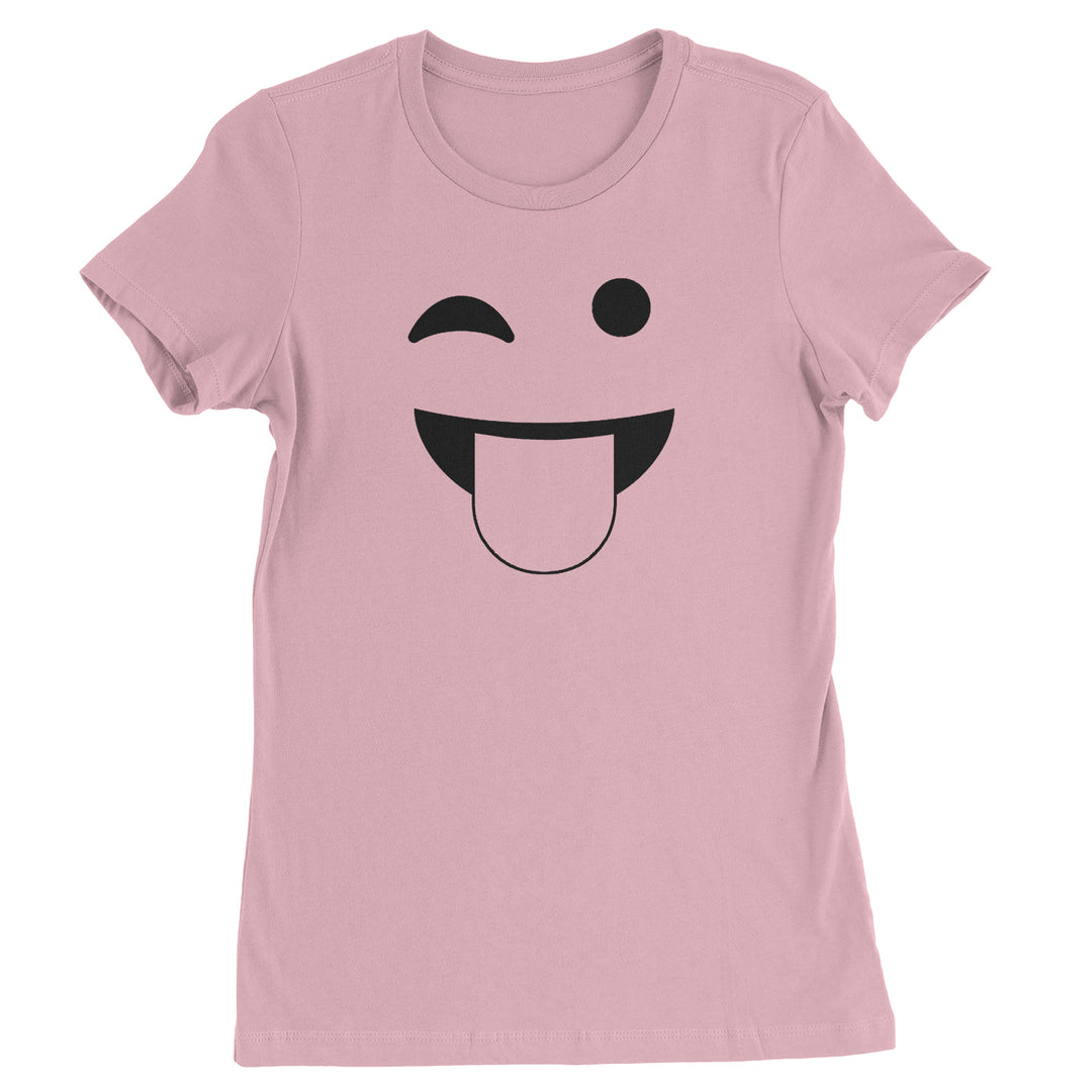 Emoticon Tongue Hanging Out Smile Face graphic on Women's Heavyweight Cotton T-Shirt in Yellow alternate view 3