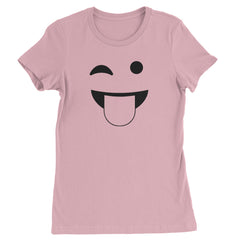 Emoticon Tongue Hanging Out Smile Face graphic on Women's Heavyweight Cotton T-Shirt in Yellow alternate view 3