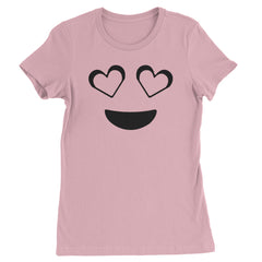 Emoticon Heart Eyes Smile Face Womens T-shirt cosplay, costume, dress, emoji, emote, face, halloween, Smile, up, yellow by Expression Tees