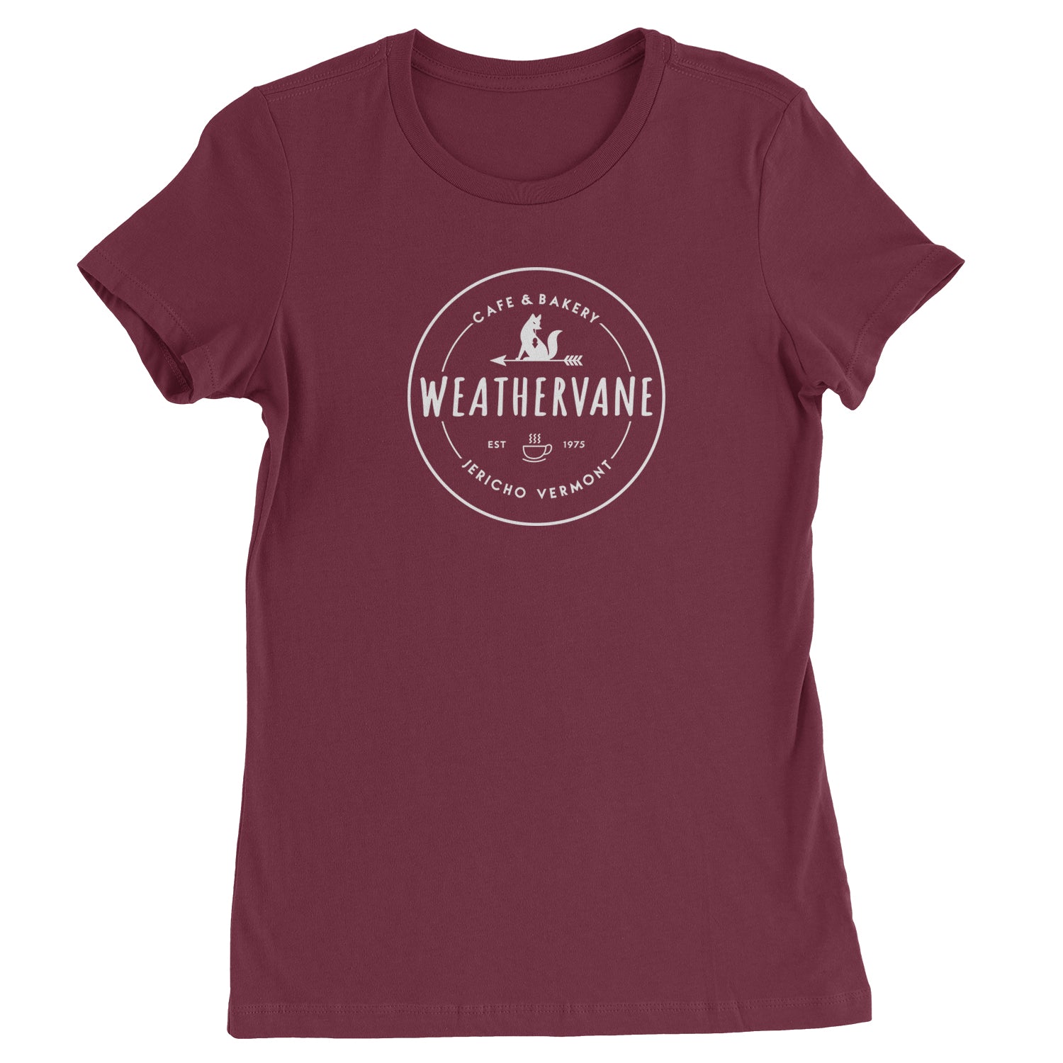 Weathervane Coffee Shop Womens T-shirt academy, jericho, more, never, vermont, Wednesday by Expression Tees