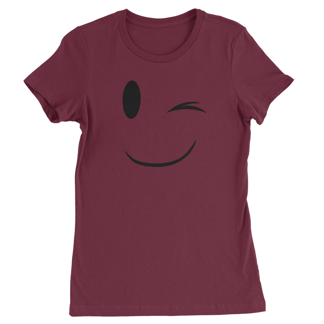 Emoticon Winking Smile Face graphic on Women's Heavyweight Cotton T-Shirt in Yellow alternate view 4