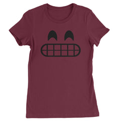 Emoticon Grinning Smile Face Womens T-shirt cosplay, costume, dress, emoji, emote, face, halloween, smiley, up, yellow by Expression Tees