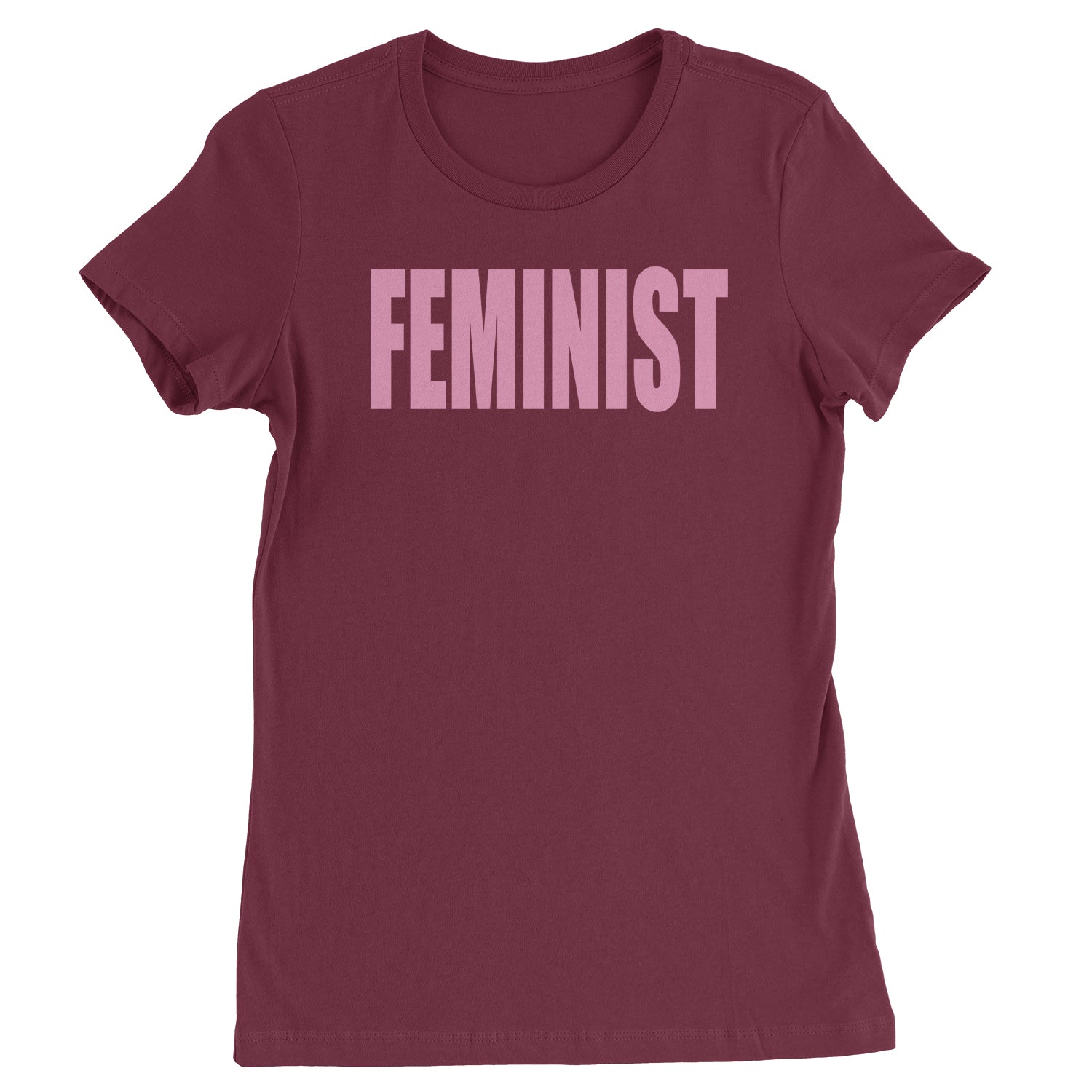 Feminist (Pink Print) Womens T-shirt a, equal, equality, feminism, feminist, gender, is, lgbtq, like, looks, nevertheless, pay, persisted, rights, she, this, what by Expression Tees
