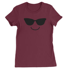 Emoticon Sunglasses Smile Face Womens T-shirt cosplay, costume, dress, emoji, emote, face, halloween, smiley, up, yellow by Expression Tees