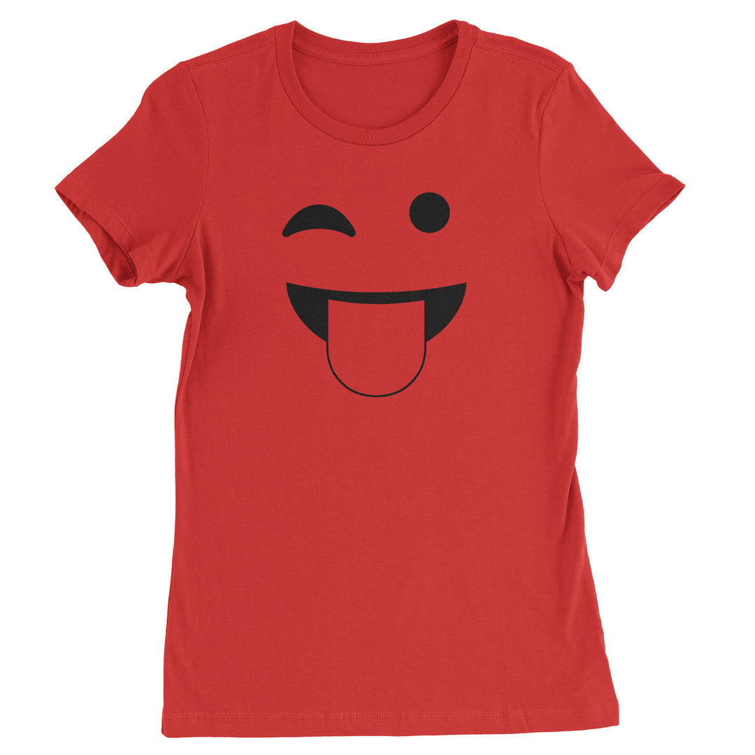 Emoticon Tongue Hanging Out Smile Face graphic on Women's Heavyweight Cotton T-Shirt in Yellow alternate view 5