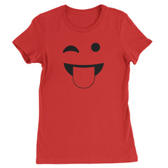 Emoticon Tongue Hanging Out Smile Face graphic on Women's Heavyweight Cotton T-Shirt in Yellow alternate view 5