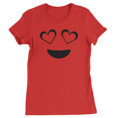 Emoticon Heart Eyes Smile Face Womens T-shirt cosplay, costume, dress, emoji, emote, face, halloween, Smile, up, yellow by Expression Tees