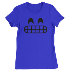 Emoticon Grinning Smile Face Womens T-shirt cosplay, costume, dress, emoji, emote, face, halloween, smiley, up, yellow by Expression Tees