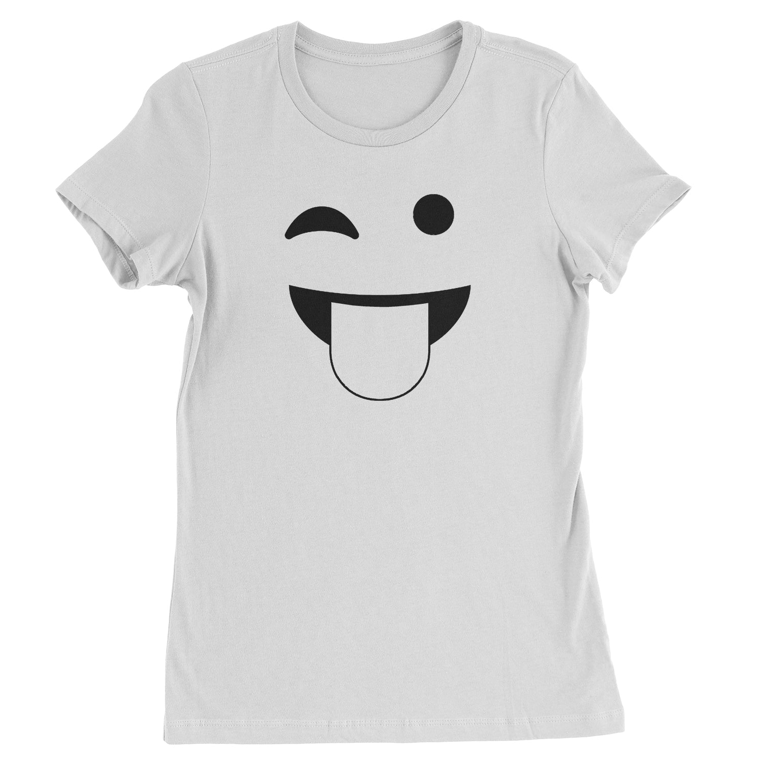 Emoticon Tongue Hanging Out Smile Face Womens T-shirt cosplay, costume, dress, emoji, emote, face, halloween, smiley, up, yellow by Expression Tees
