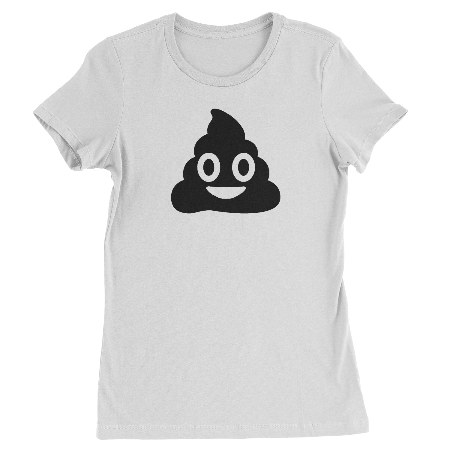 Emoticon Poop Face Smile Face Womens T-shirt cosplay, costume, dress, emoji, emote, face, halloween, smiley, up, yellow by Expression Tees