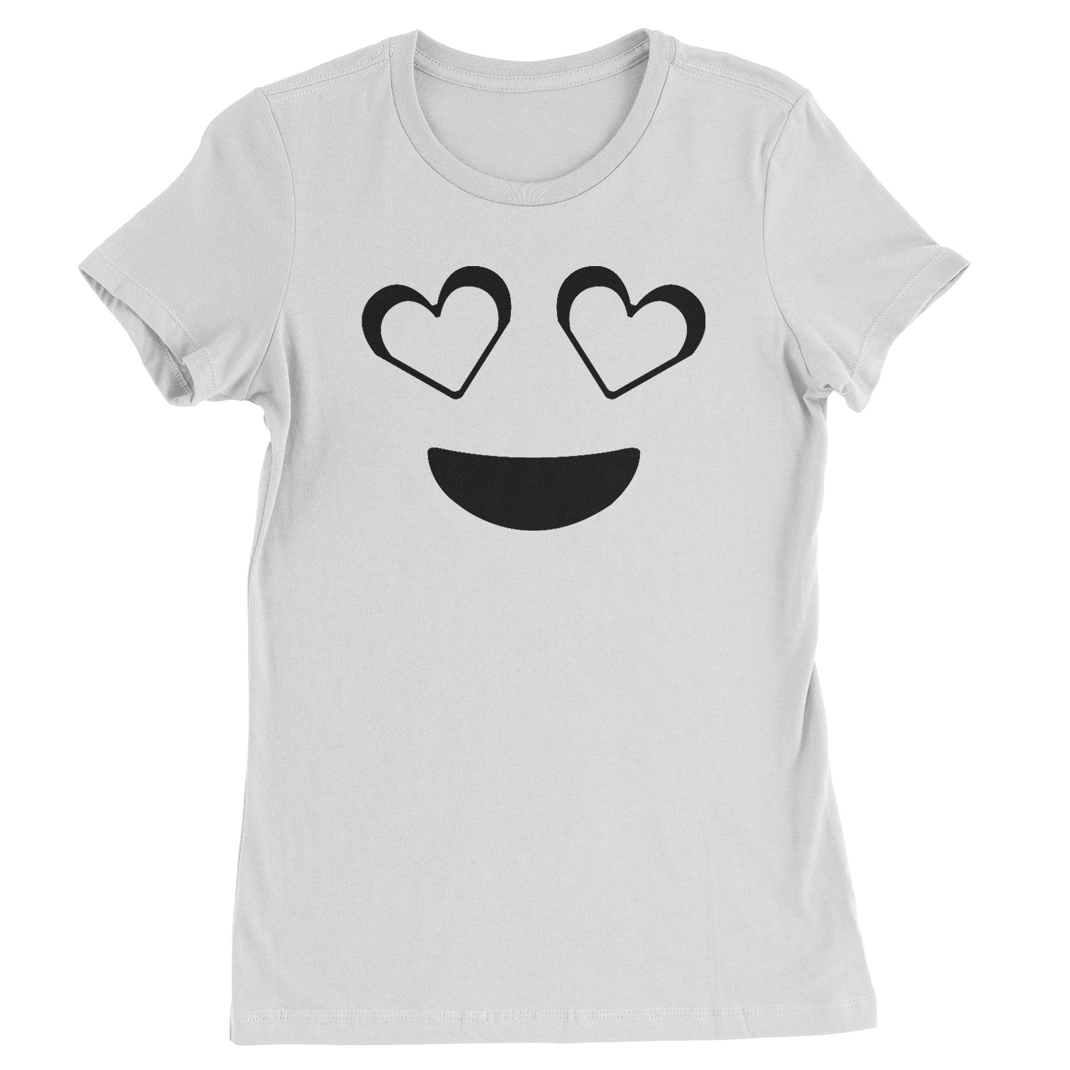 Emoticon Heart Eyes Smile Face Womens T-shirt cosplay, costume, dress, emoji, emote, face, halloween, Smile, up, yellow by Expression Tees