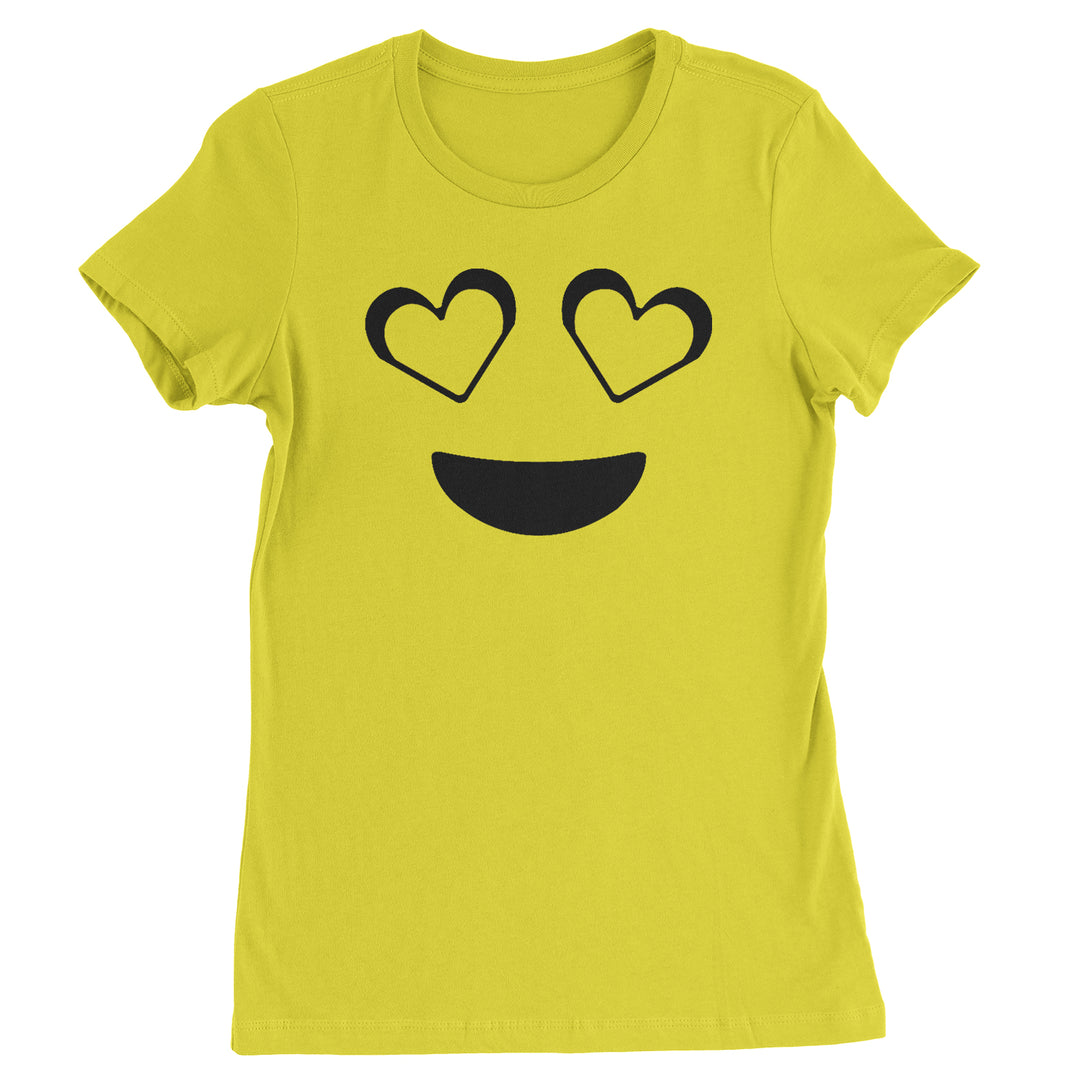 Heart-eyes smiley face graphic on a Women's Heavyweight Cotton T-Shirt with crew neck and cap sleeves