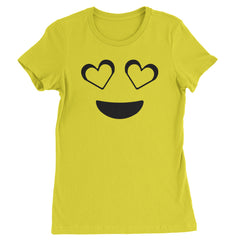 Heart-eyes smiley face graphic on a Women's Heavyweight Cotton T-Shirt with crew neck and cap sleeves