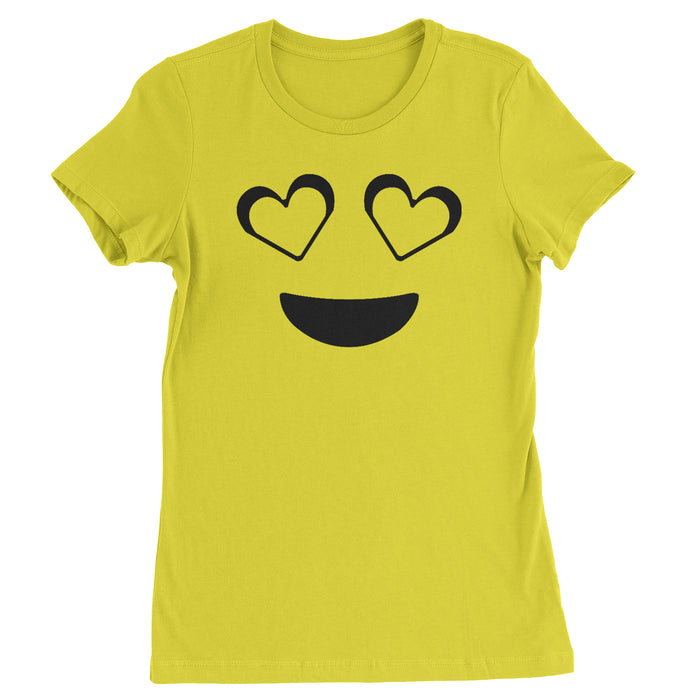 Emoticon Heart Eyes Smile Face Womens T-shirt