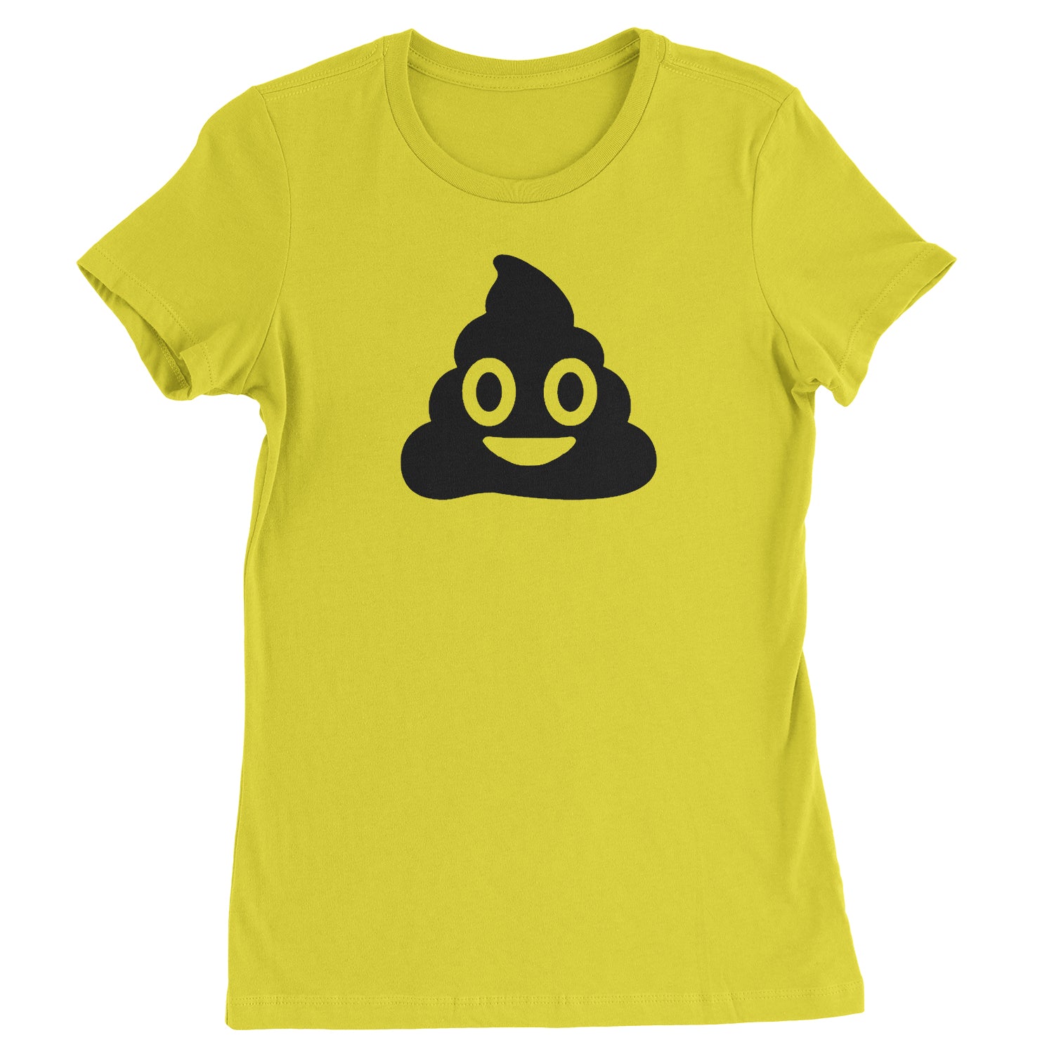 Emoticon Poop Face Smile Face Womens T-shirt cosplay, costume, dress, emoji, emote, face, halloween, smiley, up, yellow by Expression Tees