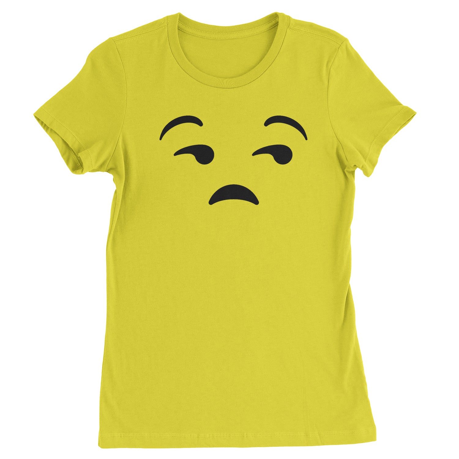 Emoticon Whatever Smile Face Womens T-shirt cosplay, costume, dress, emoji, emote, face, halloween, smiley, up, yellow by Expression Tees