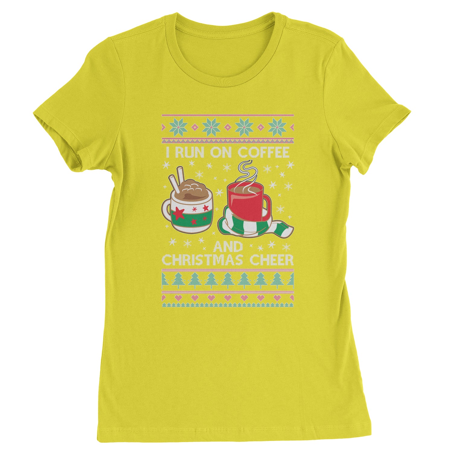 I Run On Coffee And Christmas Cheer Womens T-shirt christmas, sweater, sweatshirt, ugly by Expression Tees