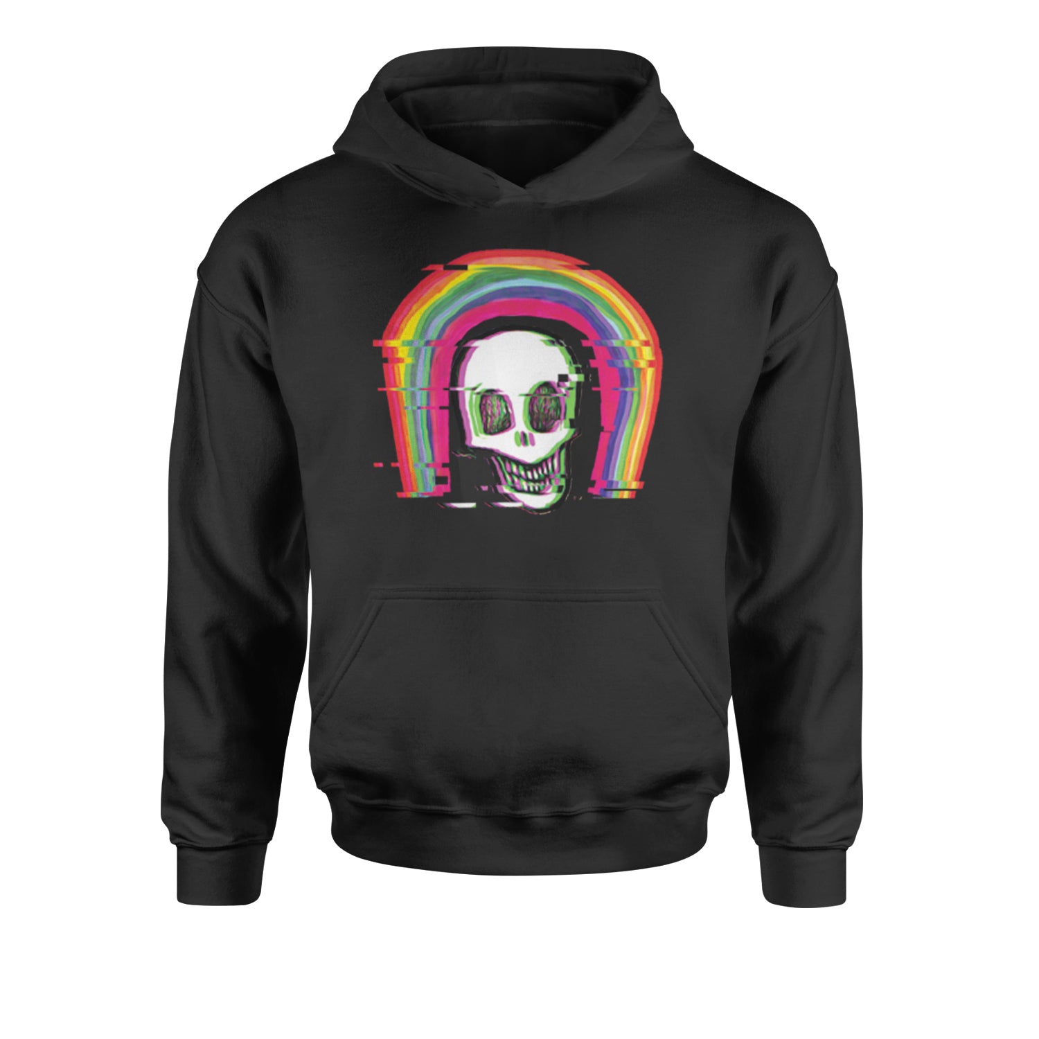 Rainbow Distorted Skull Youth-Sized Hoodie
