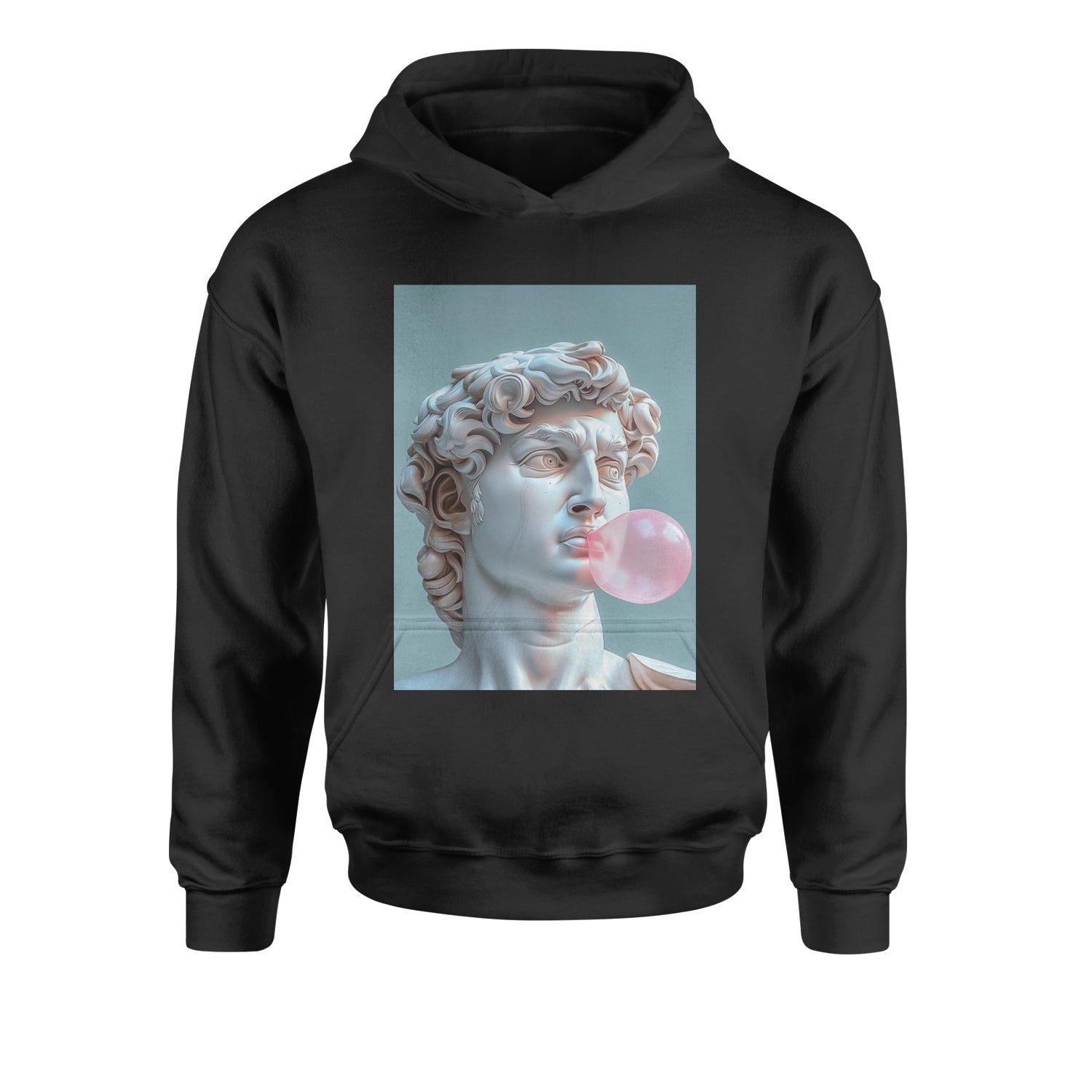 Michelangelo's David with Bubble Gum Contemporary Statue Art Youth-Sized Hoodie