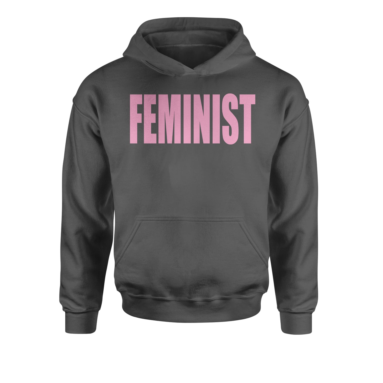 Feminist (Pink Print) Youth-Sized Hoodie a, equal, equality, feminism, feminist, gender, is, lgbtq, like, looks, nevertheless, pay, persisted, rights, she, this, what by Expression Tees