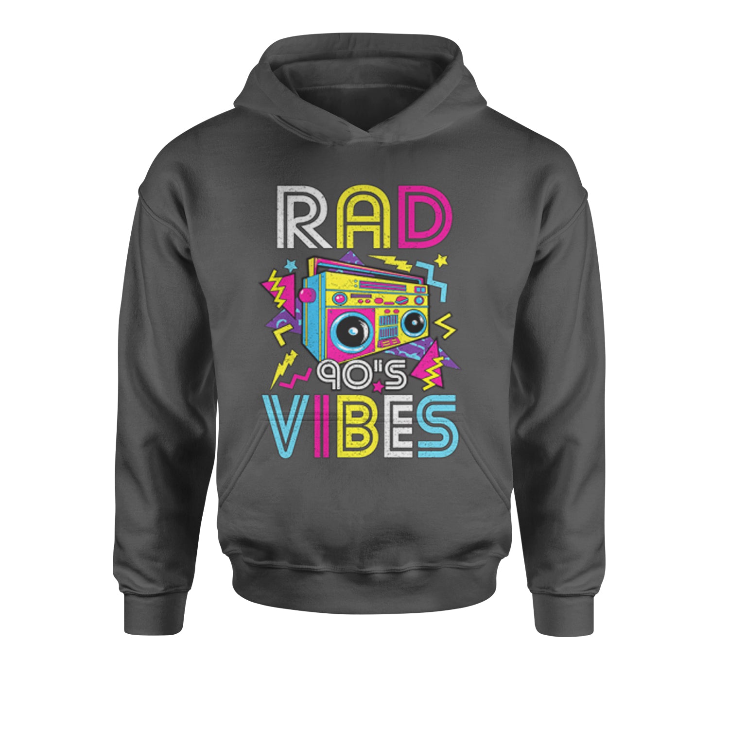 Rad 90's Vibes Youth-Sized Hoodie 90s, gen, genz, millenials, nineties, z by Expression Tees