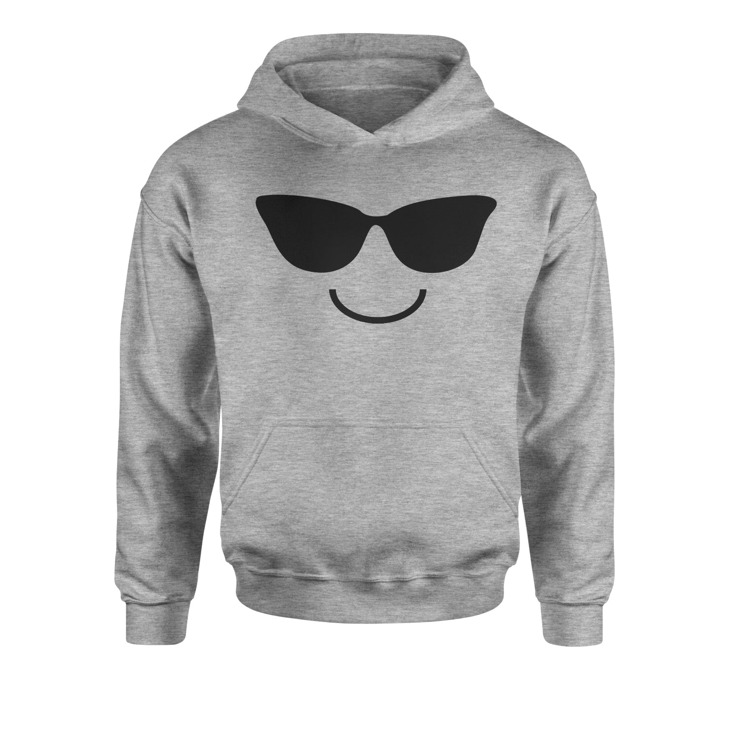 Emoticon Sunglasses Smile Face Youth-Sized Hoodie cosplay, costume, dress, emoji, emote, face, halloween, smiley, up, yellow, youth-sized by Expression Tees