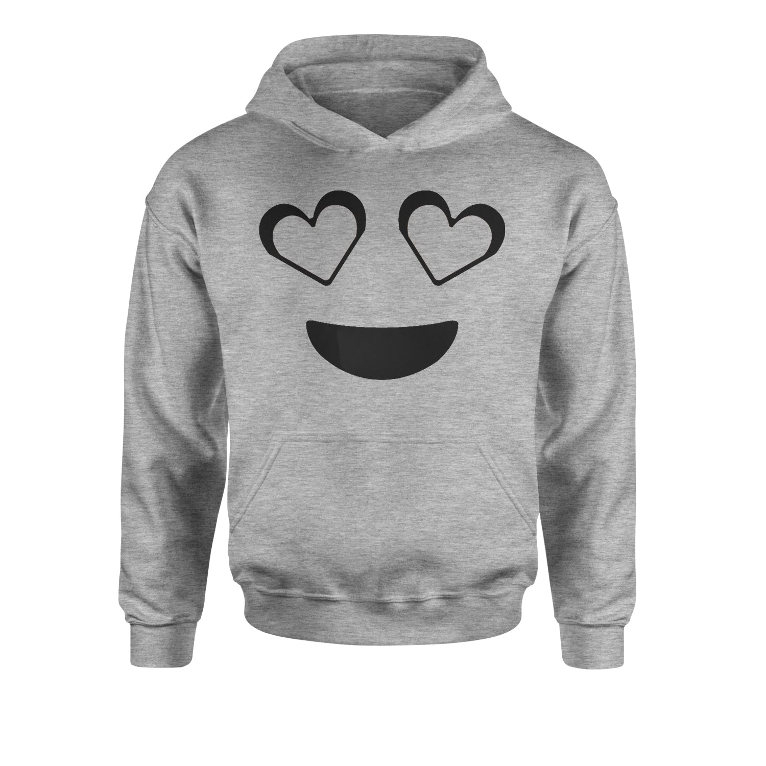 Emoticon Heart Eyes Smile Face Youth-Sized Hoodie cosplay, costume, dress, emoji, emote, face, halloween, Smile, up, yellow by Expression Tees