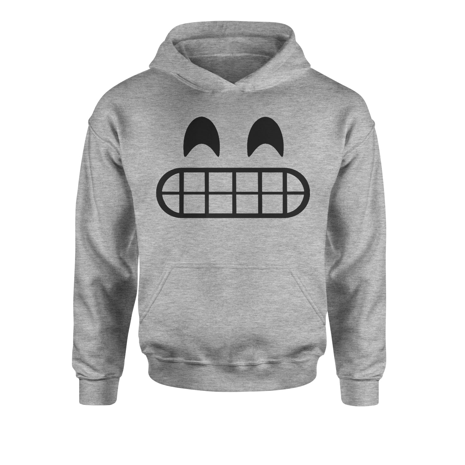 Emoticon Grinning Smile Face Youth-Sized Hoodie cosplay, costume, dress, emoji, emote, face, halloween, smiley, up, yellow, youth-sized by Expression Tees